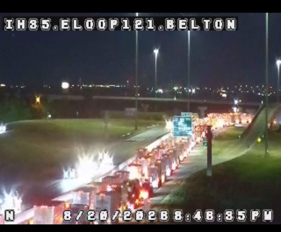 Backup on I-35 in Belton, Texas