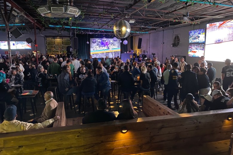 Revelers pack the Spurs watch party at River North Icehouse.