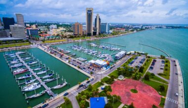 An aerial view of Corpus Christi, Texas.