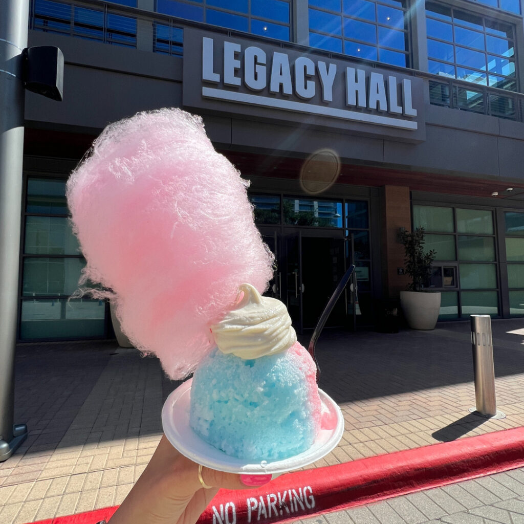 Colorful cotton candy ice cream at Legacy Hall in Plano, Texas