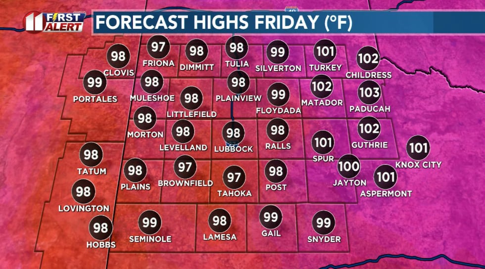 More of the same Friday! Highs again about 3 to 5 degrees above average for early August.