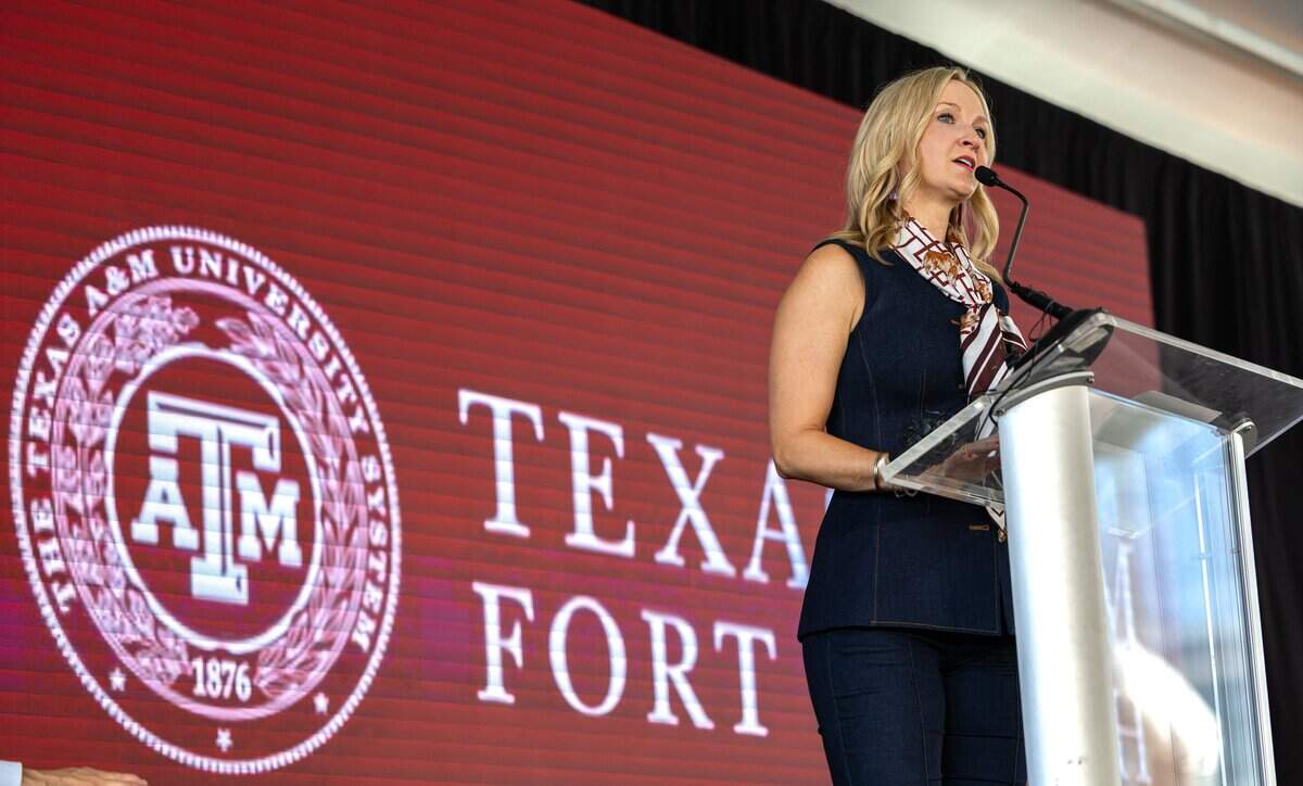 Mayor Mattie Parker speaks during the Groundbreaking of the Research and Innovation Building-A event in Fort Worth on Aug. 5, 2026.