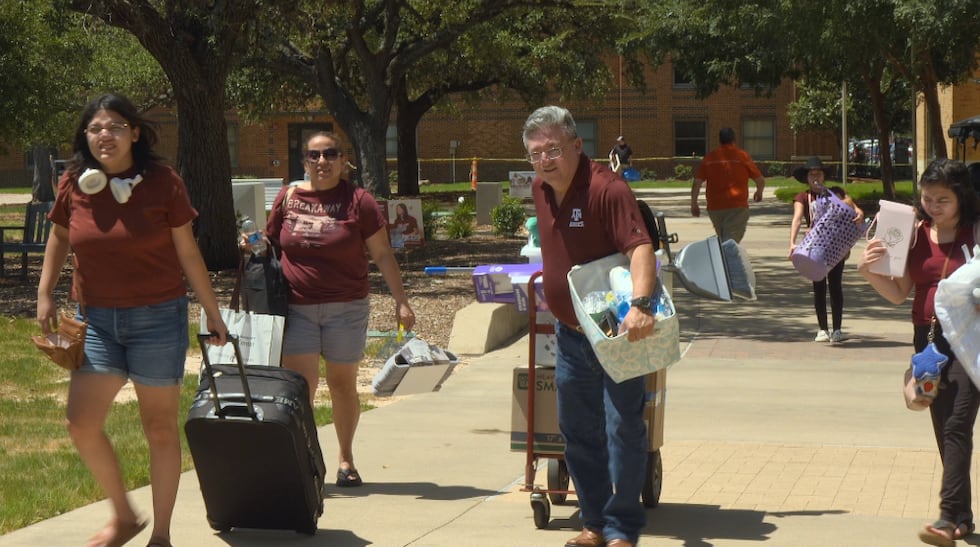 Ana Tarango and her family during move-in.