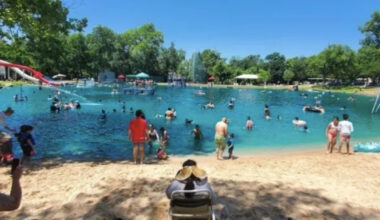 Tucked away in a lush 30-acre Fort Worth park, this 97-year-old natural swimming hole features sandy beaches and a 25-foot trapeze for around $20