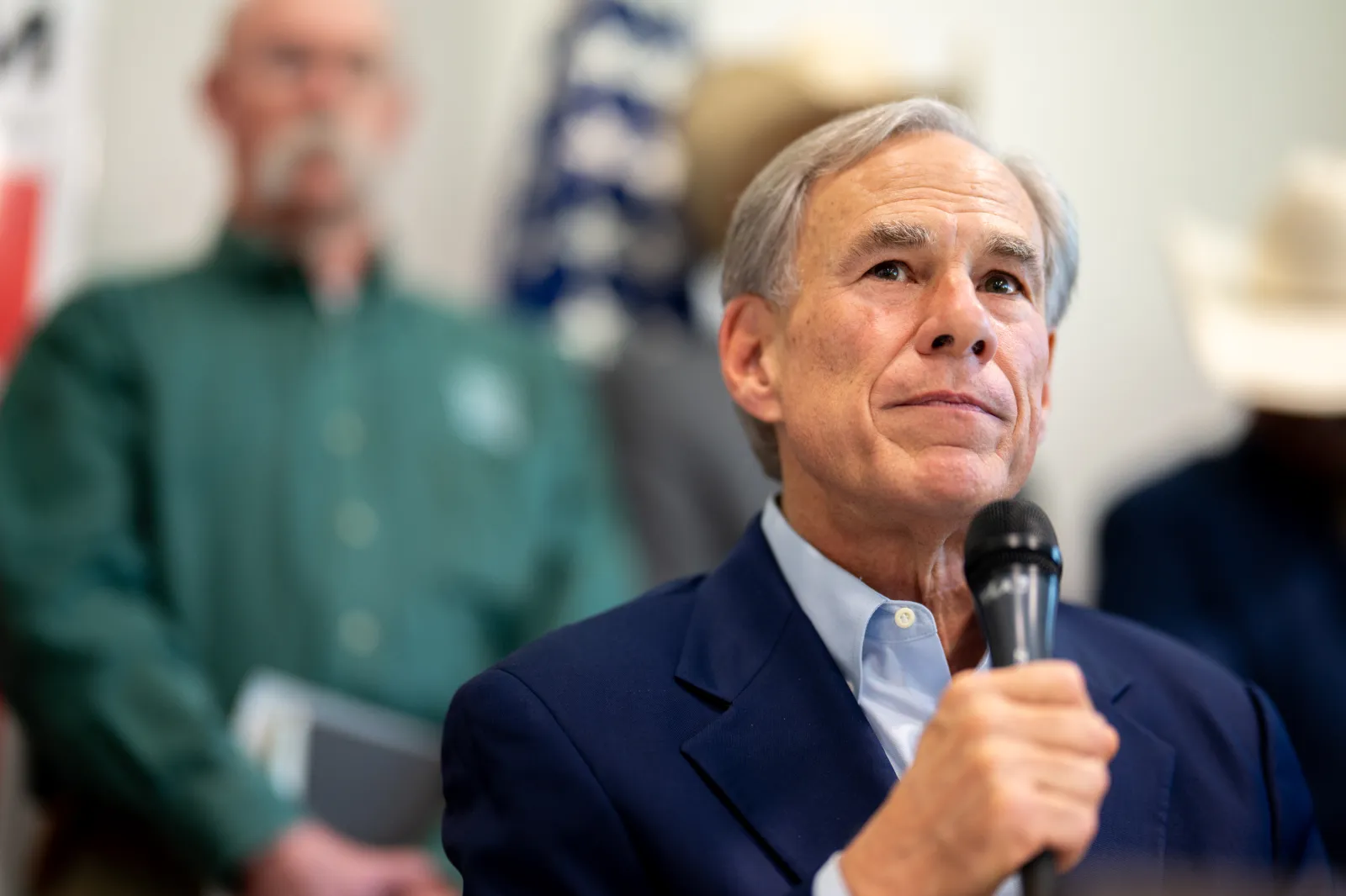 Governor Greg Abbott speaks during a press conference at the Knipling-Bushland U.S. Livestock Insects Research Laboratory on June 08, 2026 in Kerrville, Texas.
