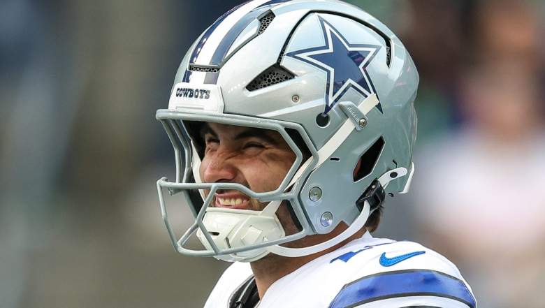 Sam Howell #16 of the Dallas Cowboys could lose his spot to Joe Milton.