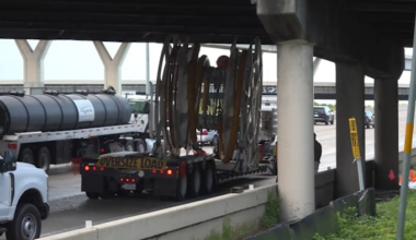 Lanes reopen after 18-wheeler carrying oversized load strikes Houston Avenue bridge on I-10