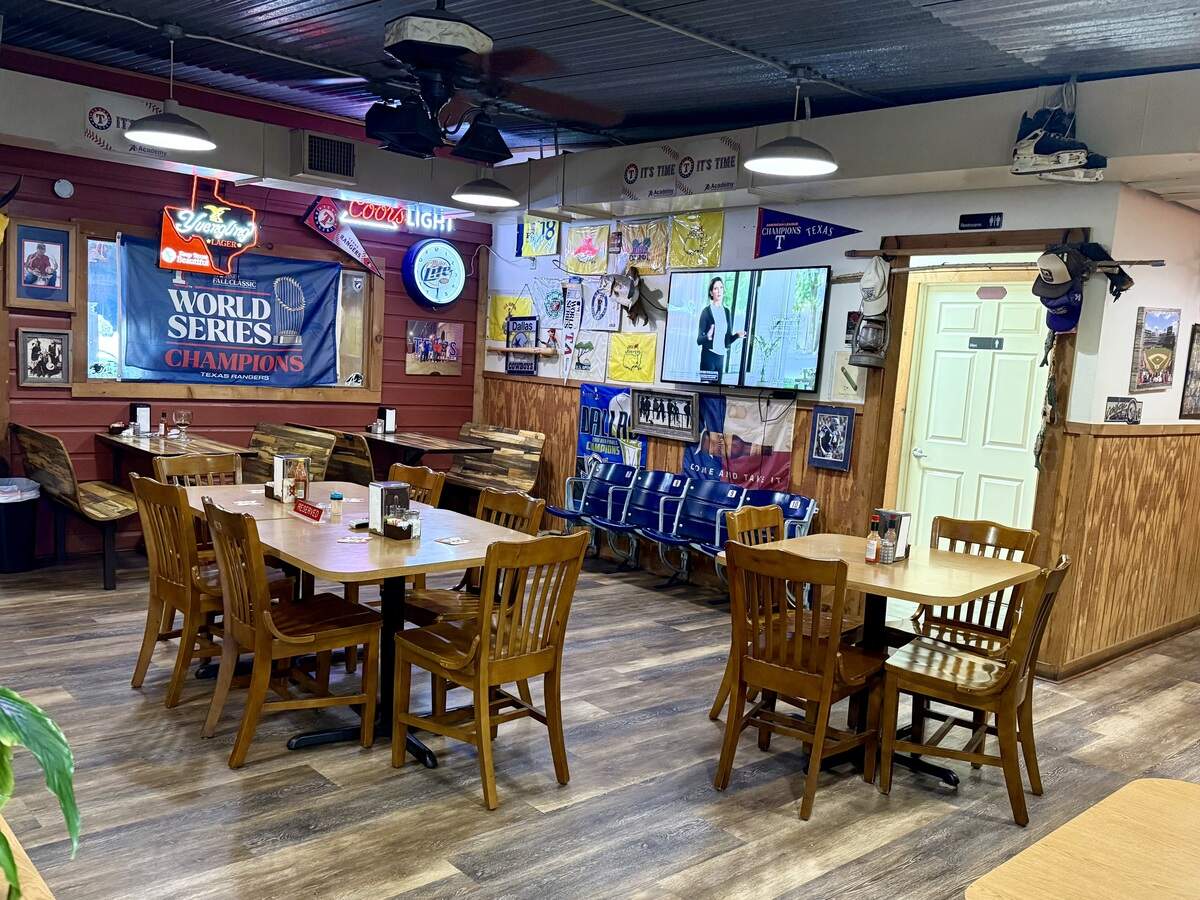 The large second dining room at Hickory Stick Bar-B-Q, open since 1976 in Everman, Texas.