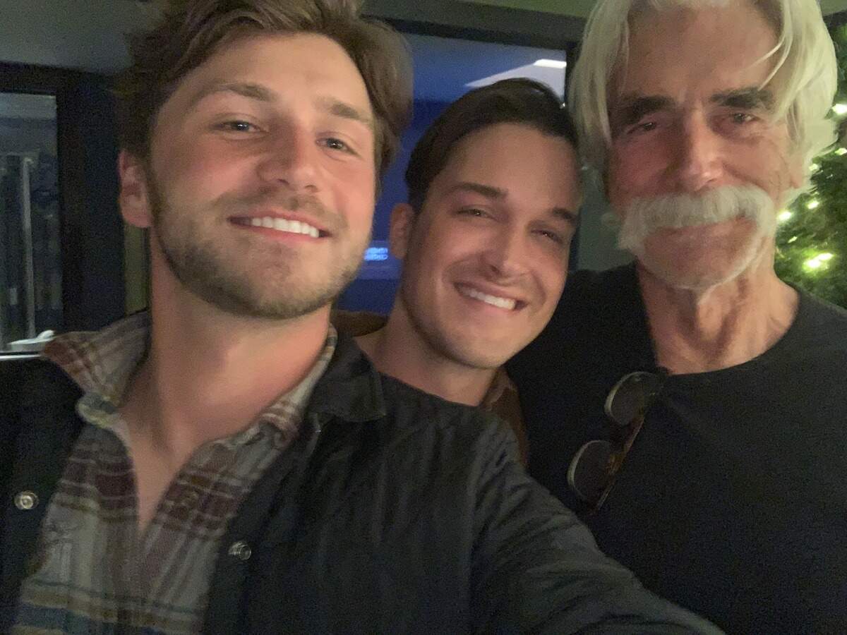 Travis Jones, Cody Crawford and Sam Elliott on the “1883” set.