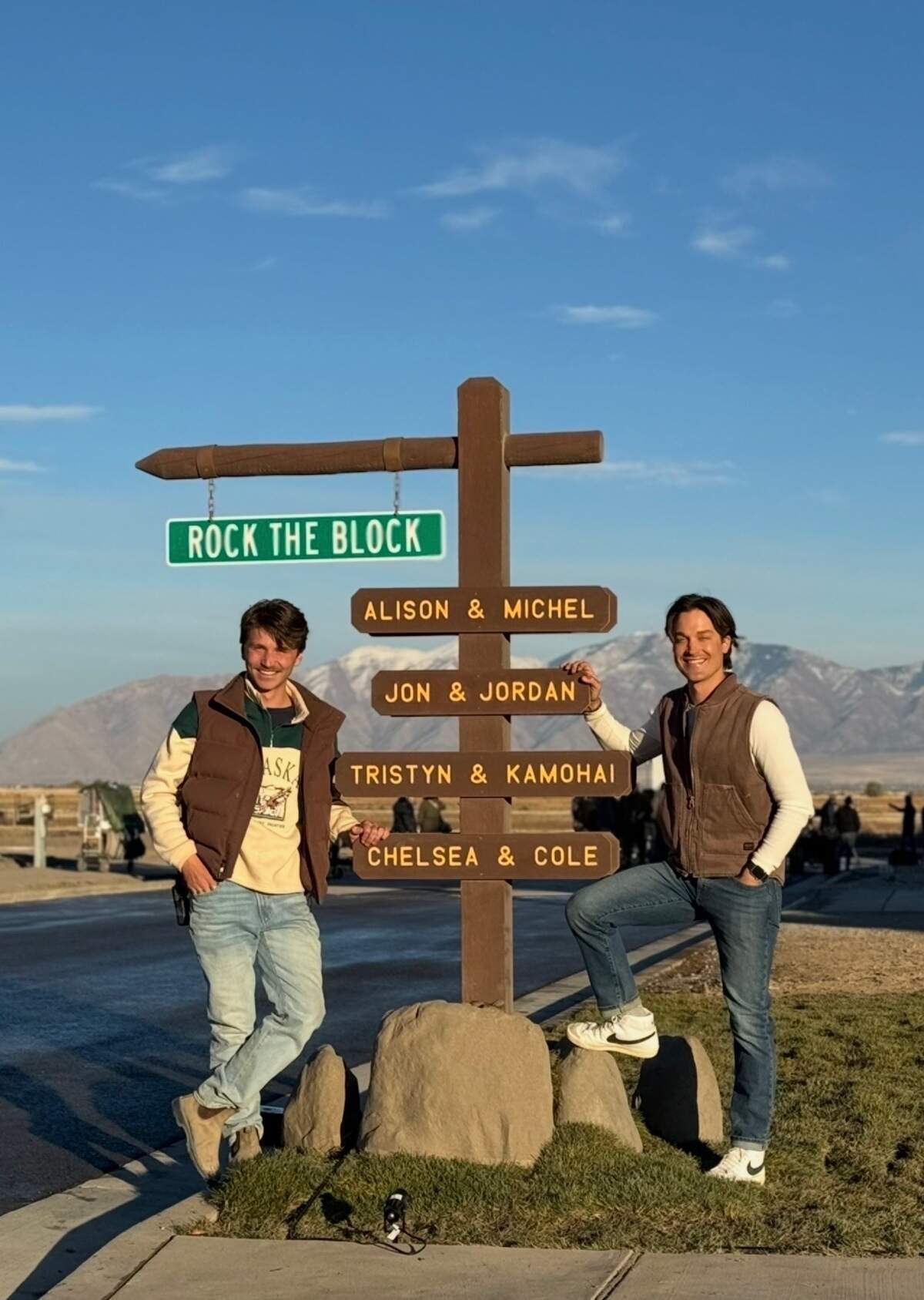Travis Jones and Cody Crawford on set of “Rock the Block.”