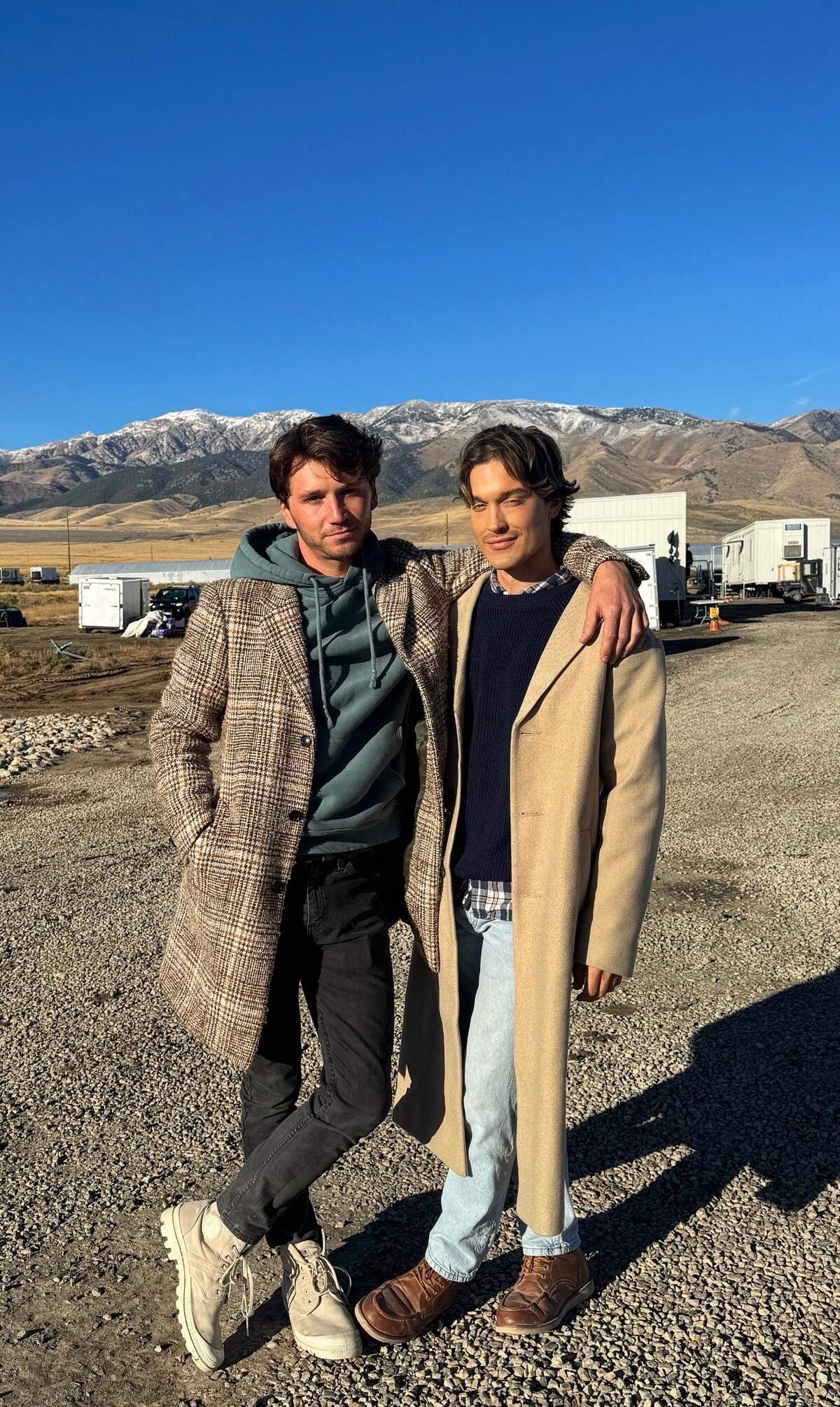 Travis Jones and Cody Crawford on set.