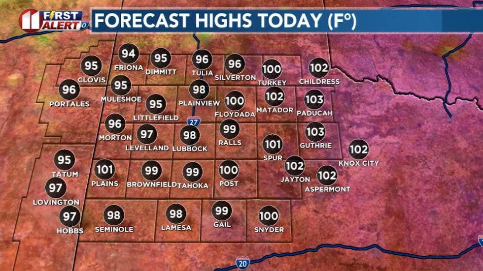 Highs today will be hot
