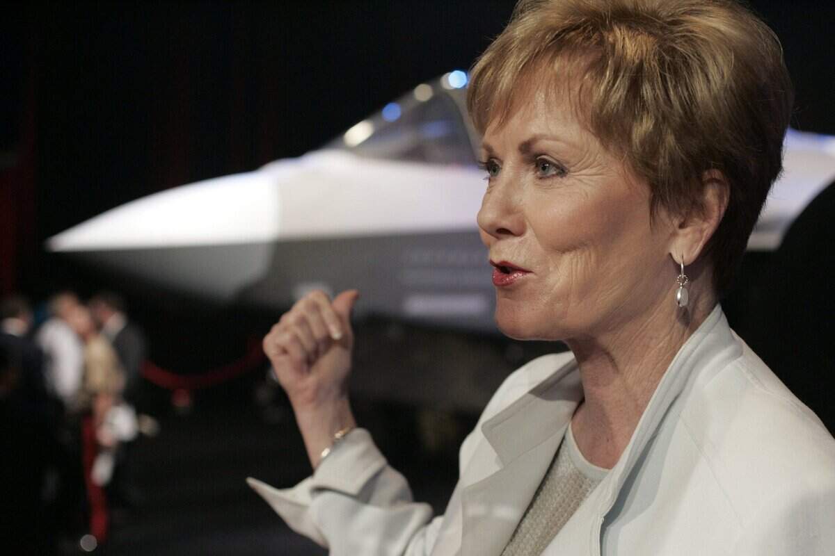 Congresswoman Kay Granger talks about the F-35 Joint Strike Fighter after the inauguration ceremony at Lockheed Martin in Fort Worth on Friday June 7, 2006.