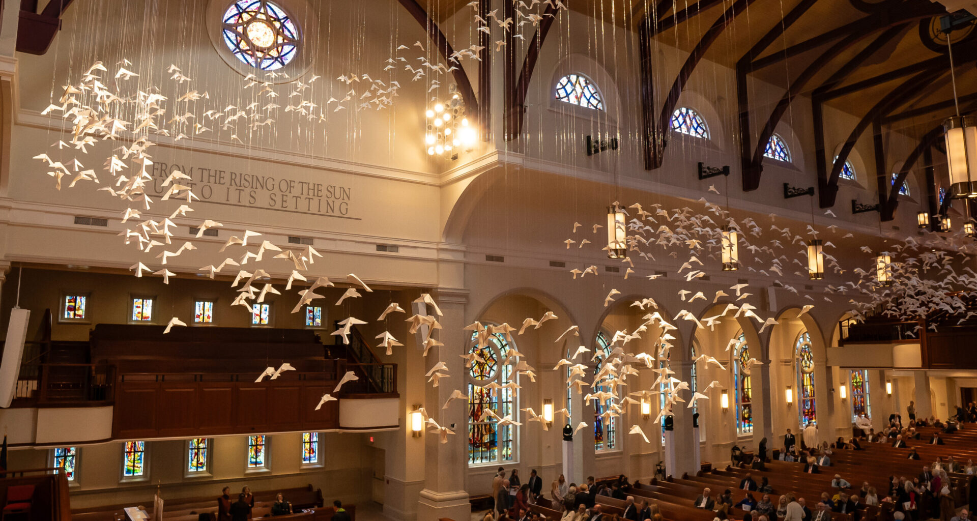 St. Andrew Methodist Church celebrates 40th anniversary with art installation featuring more than 2,000 hand-folded origami birds