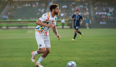 Alameda Post - An Oakland Roots player dribbles the ball in a match against El Paso Locomotive.