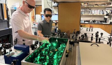 University of Texas at Austin researchers testing their new technology, sinusoidal intensity modulation speckle imaging (SIMSI).
