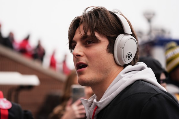 Julian Sayin and Ohio State arrive at Michigan Stadium before facing the Wolverines on Nov. 29. (Ryan Sun/Associated Press)