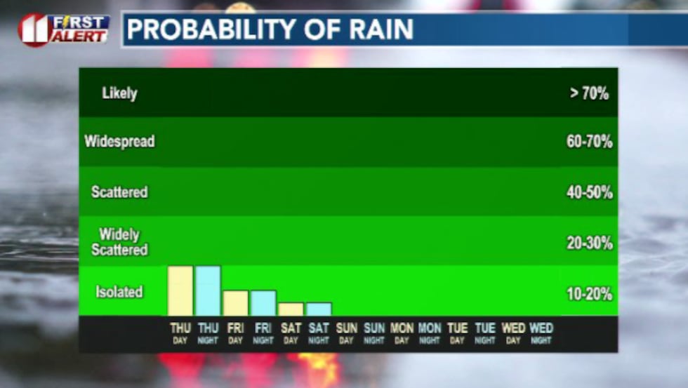 Isolated showers are possible later this afternoon and again tomorrow before we see just hot...