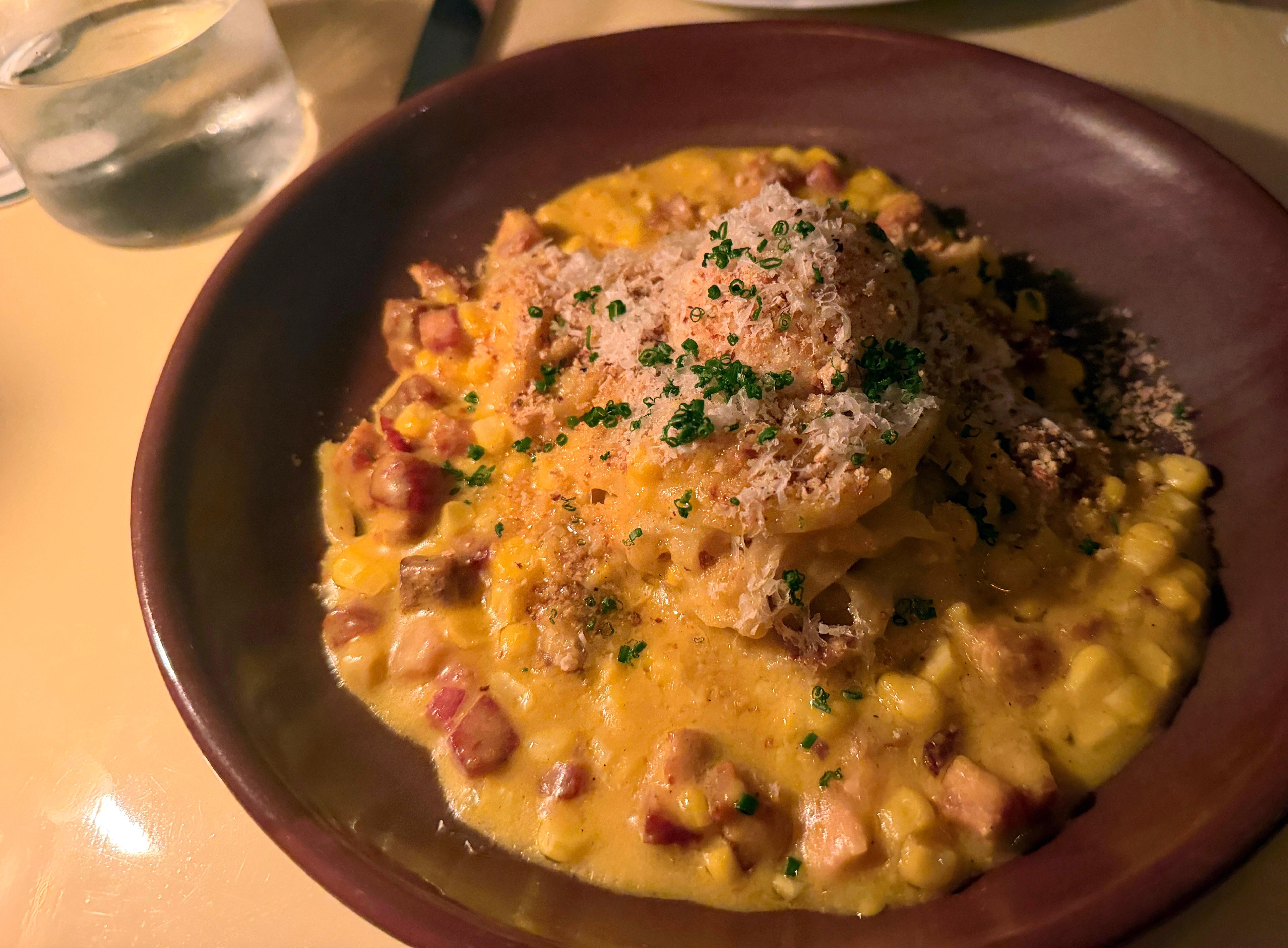 Corn carbonara at Walker's