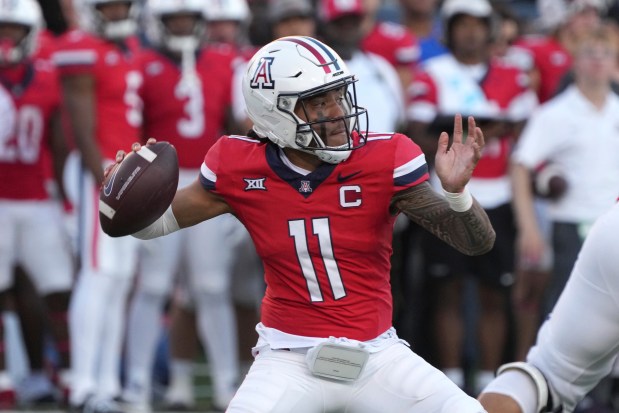 Arizona is promoting quarterback Noah Fifita for the Heisman Trophy, but can the Wildcat become the first player from the school to win the award? (Rick Scuteri/AP File Photo)