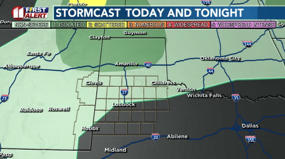 A chance for a stray storm or two today, mainly for our northern counties.