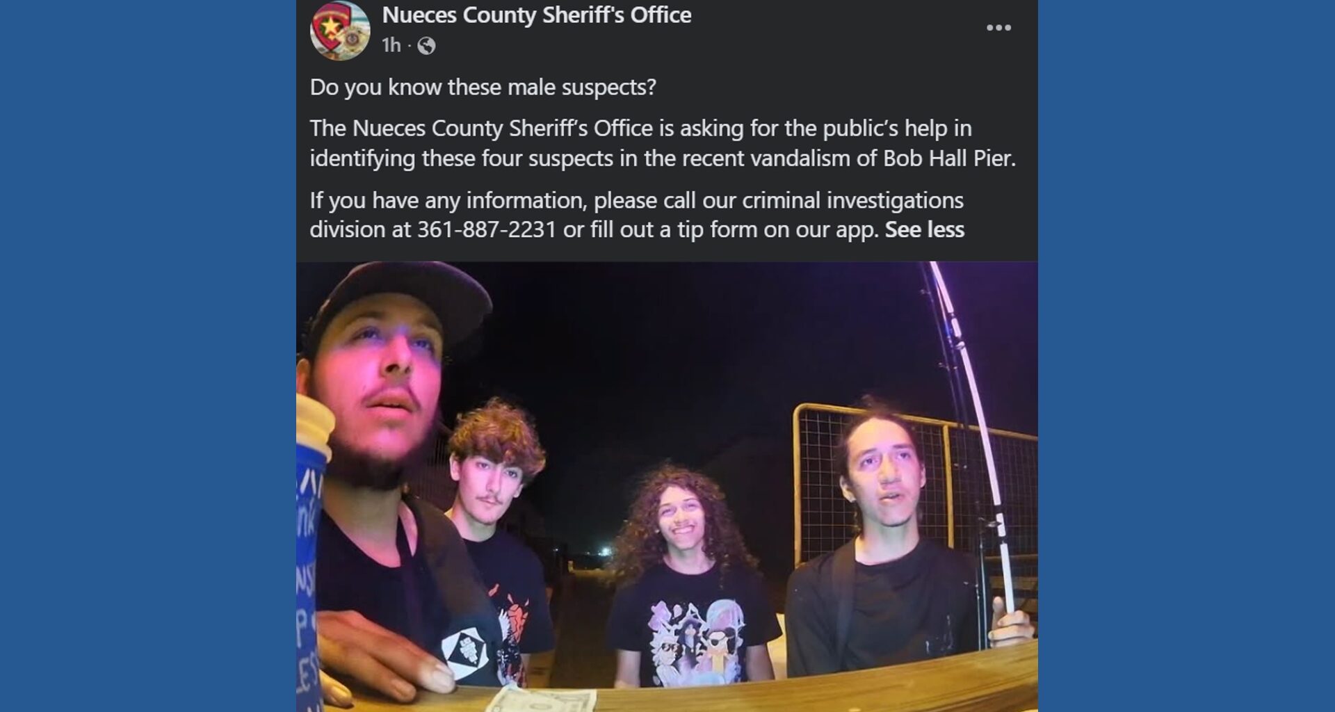 Sheriff: Bob Hall Pier vandals identified, warrants being issued