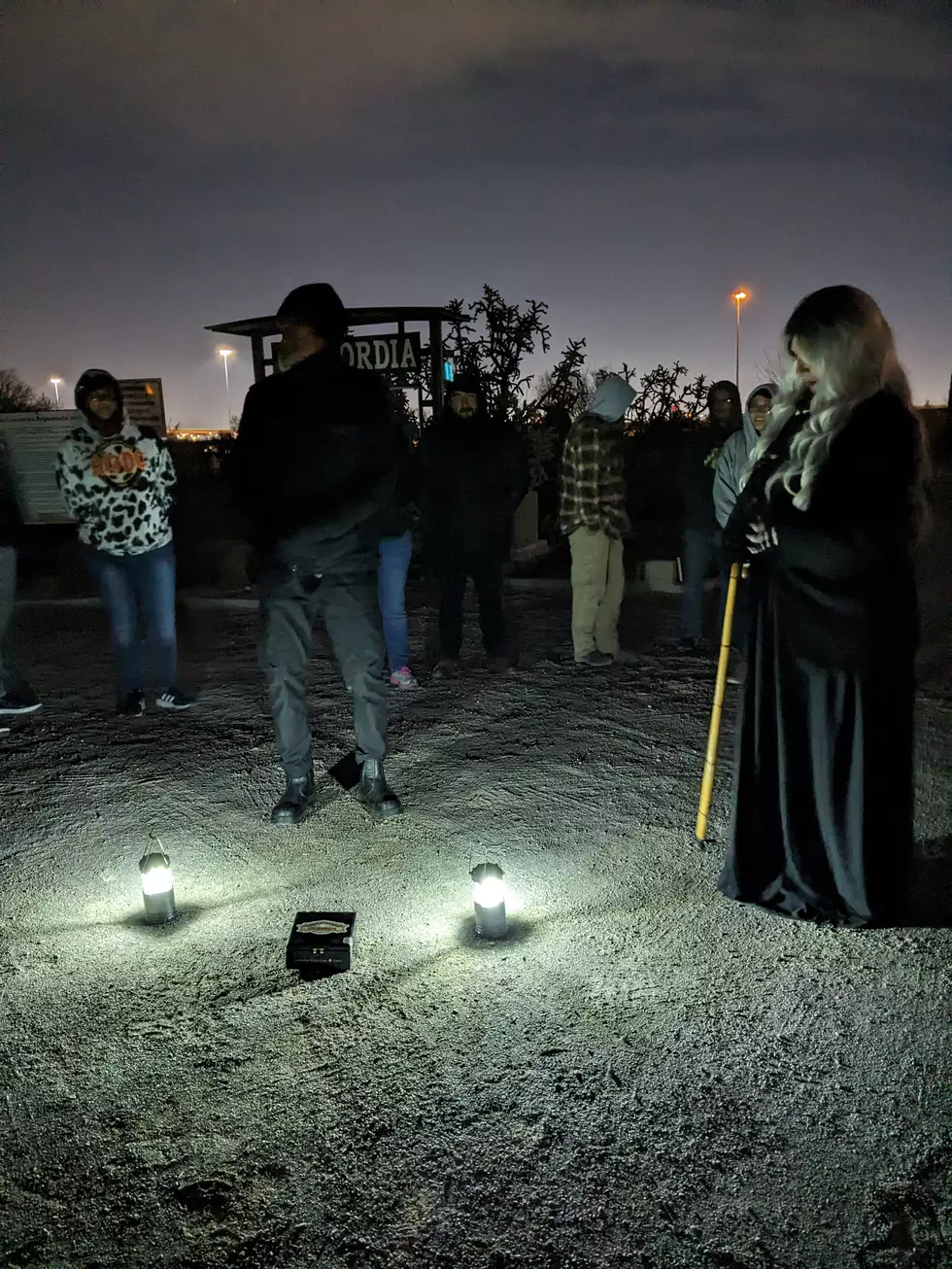 Heather and Dean prepare a tour for an eerie walk through Concordia Cemetery (F.A. Montejano)