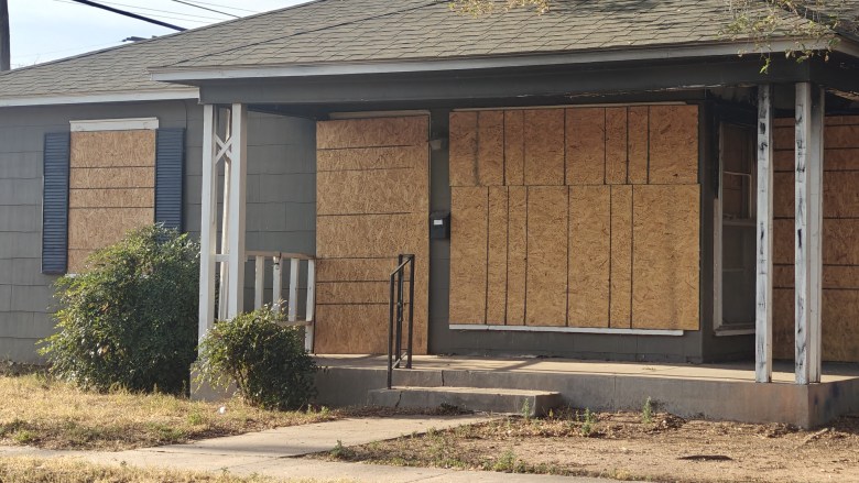 Boarded up house, Lubbock, Texas.