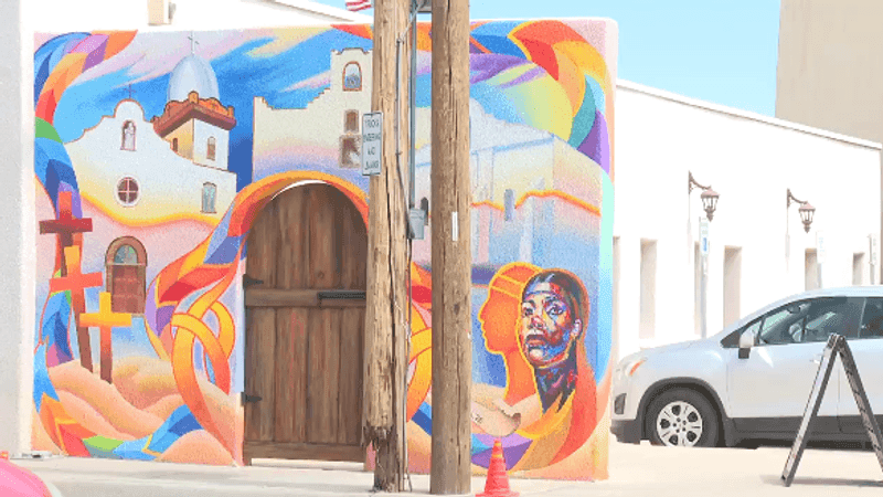 A new mural painted by Robert Doval was unveiled Aug. 15 at the El Paso Mission Trail Visitor Center. (Credit: KFOX14/CBS4)