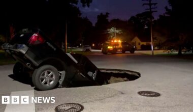 Watch: Texas sinkhole swallows pickup truck