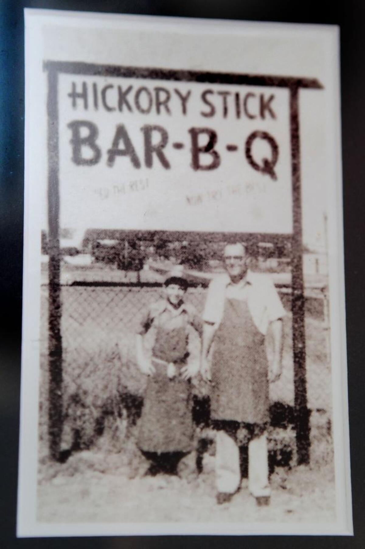 A 1976 opening photo of Mark Jones with his father Johnny Jones, who opened the Hickory Stick.