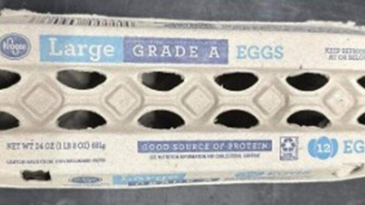 An example of contaminated eggs sold at Kroger and Brookshire grocery stores in Texas. An example of contaminated eggs sold at Kroger and Brookshire grocery stores in Texas.