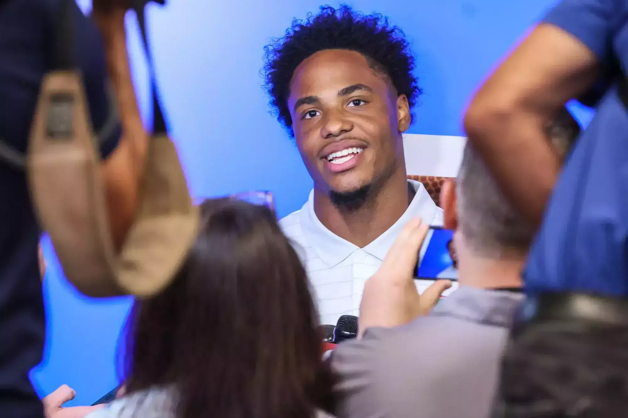 Florida player Dallas Wilson talks to the media during Florida Football Fall camp availability at Heavener Football Training