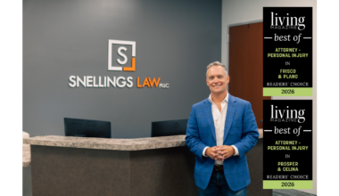 Snellings Law Named Best Personal Injury Law Firm in Frisco & Plano and Prosper & Celina for 2026 by Living Magazine
