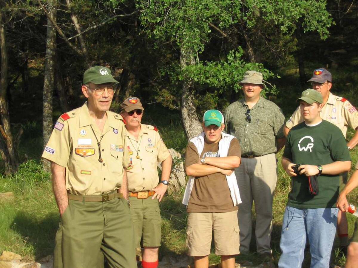 The Don Curry Nature Trail, named after beloved Troop 326 Scoutmaster and Fort Worth attorney Don Curry (left), was officially dedicated at Worth Ranch in 2004. The trail was built entirely by Troop 326 a few years prior, and replaced an older trail to the top of Kyle Mountain that had been damaged by erosion.