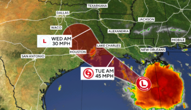Tropical storm warning issued for parts of Louisiana, Texas coasts