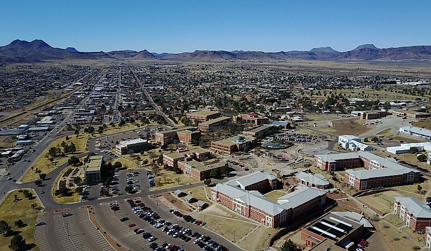 Alpine, Texas, seen from above Sul Ross State University