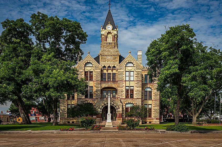The 1891 Fayette County Courthouse on the square in La Grange, Texas.
