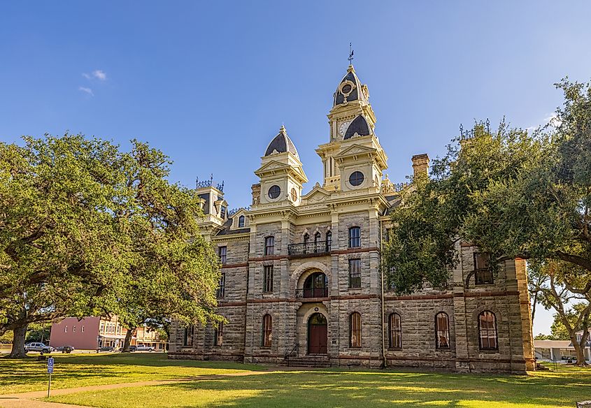 The Historic Goliad County Courthouse in Goliad, Texas.