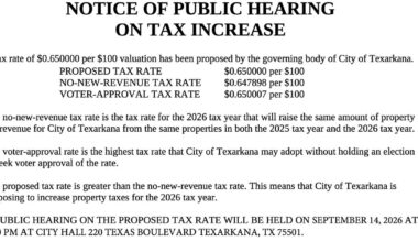 Texarkana, Texas council proposes flat 65-cent tax rate, cuts 25 positions as health costs jump 45 percent