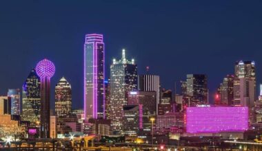 Dallas skyline turns pink as Texas mourns Dolly Parton