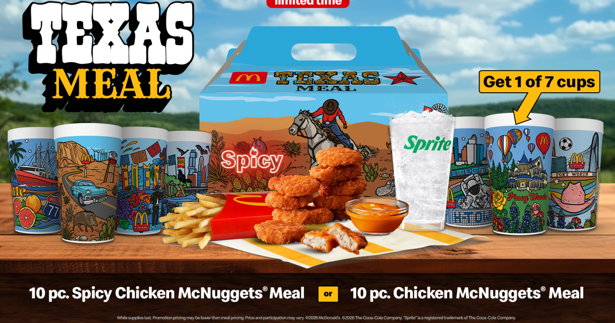 McDonald's Texas Meal features 7 collectible regional cups