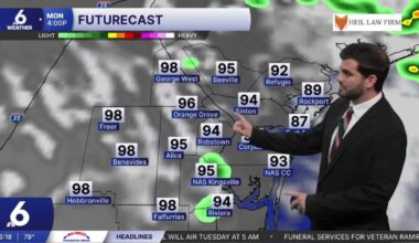 Monday brings plenty of sunshine and heat, with a chance of isolated showers