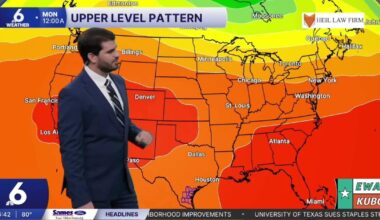 Thursday brings a sunny and breezy afternoon, with an isolated shower or two