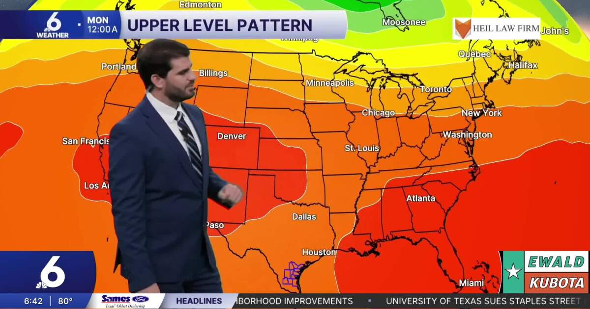 Thursday brings a sunny and breezy afternoon, with an isolated shower or two