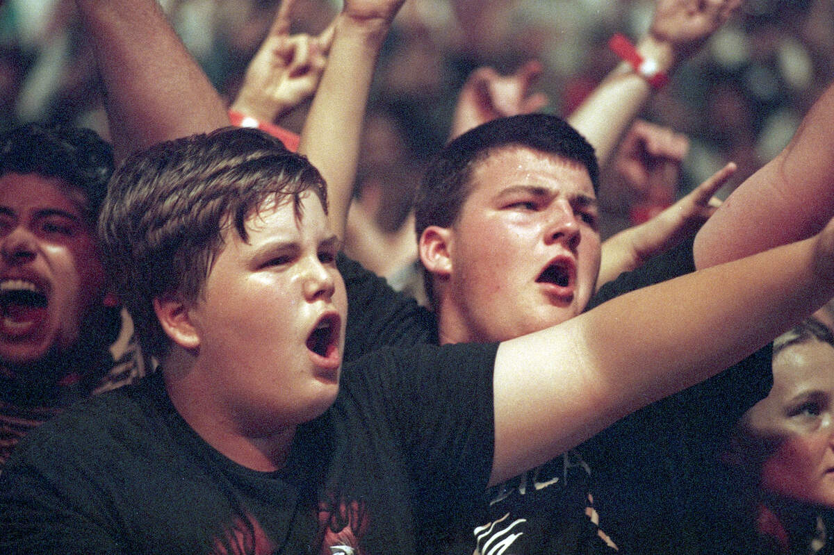 Metallica fans pictured at a Metallica concert held at the Tarrant County Convention Center on May 9, 1997.