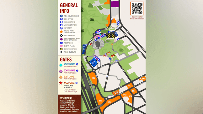 Map of Sun Bowl for Karol G concert