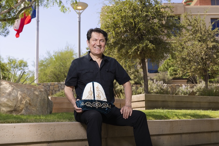 Mourat Tchoshanov, Ph.D., a professor in UTEP’s teacher education program and three-time recipient of the prestigious Fulbright, holds a traditional “kalpak” hat presented by his Kazakhstani colleagues as a token of appreciation for his visit to Suleiman Demirel University (Astana) during his previous Fulbright Scholar project in fall 2023. The memento reflects the lasting international collaborations he has built through his work in teacher education and online learning.