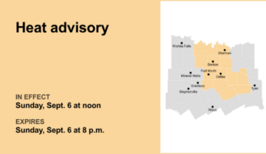 North Texas under a heat advisory Sunday