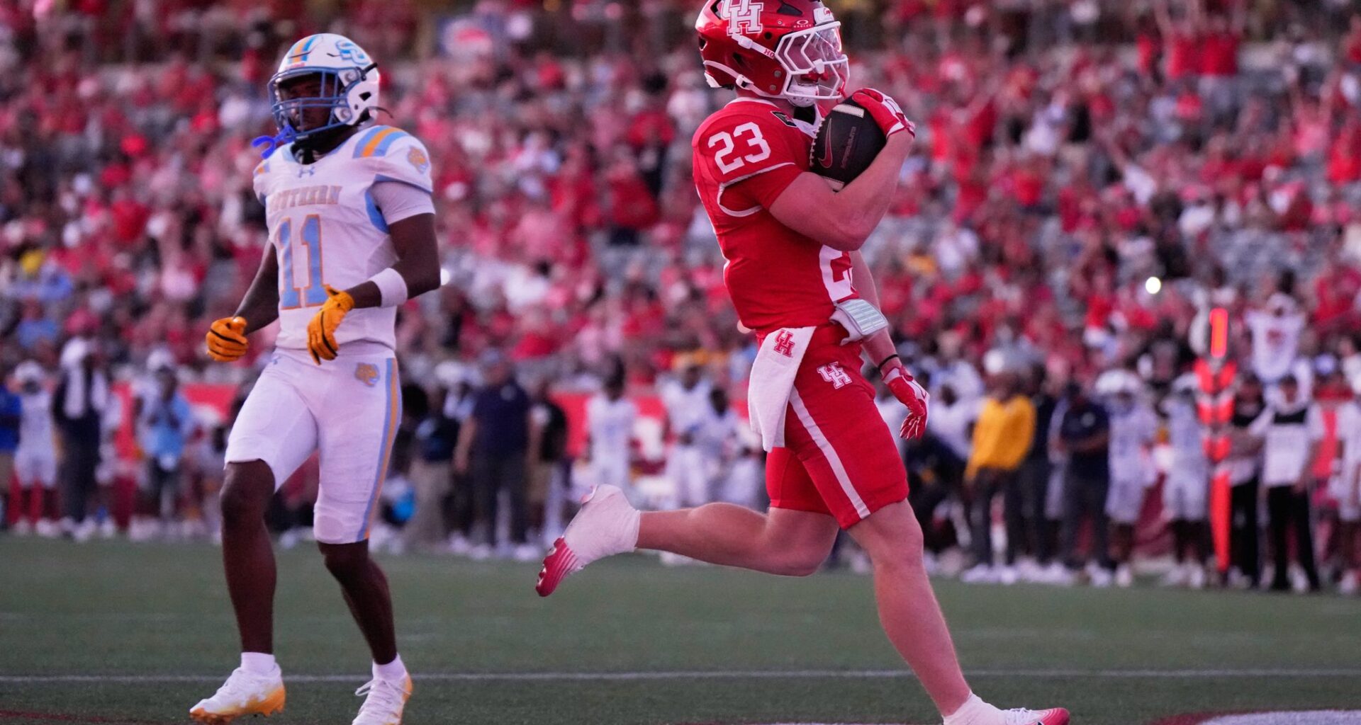 No. 22 Houston routs Southern 77-6 in game played briefly without stadium lights